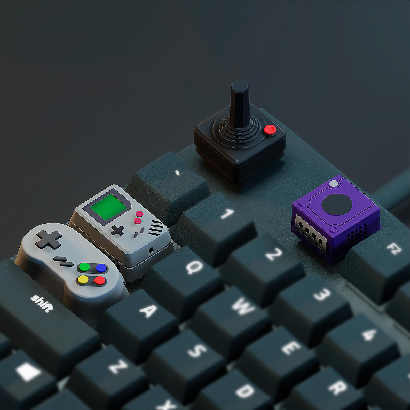 HOTO PixelDrive—DIY dialed in + MDR Dasher—Severance-coded, Escape key not included + Retro Console Keycaps—Gameboy to Atari, nostalgia in every press.