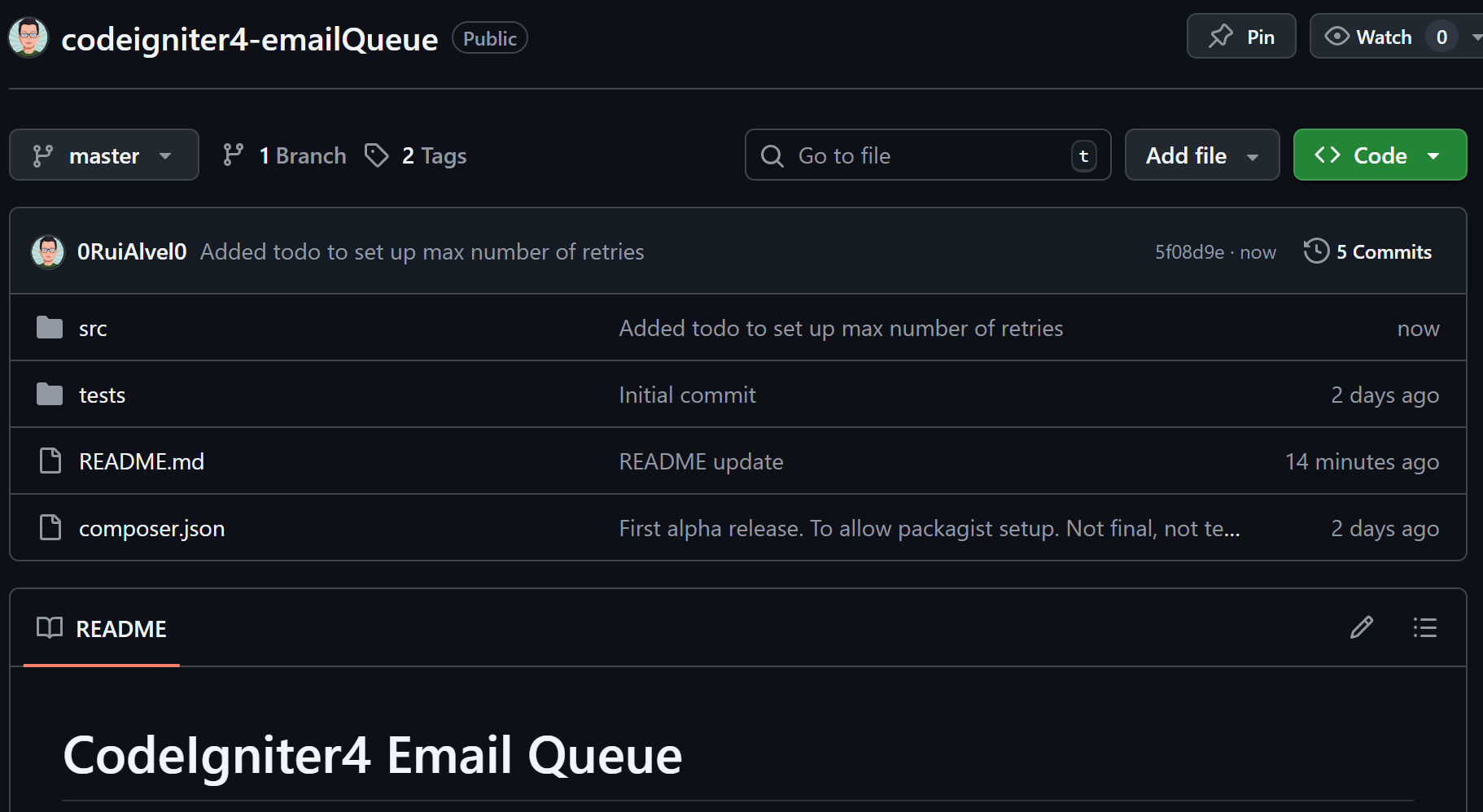My own CodeIgniter 4 Email Queue Addin